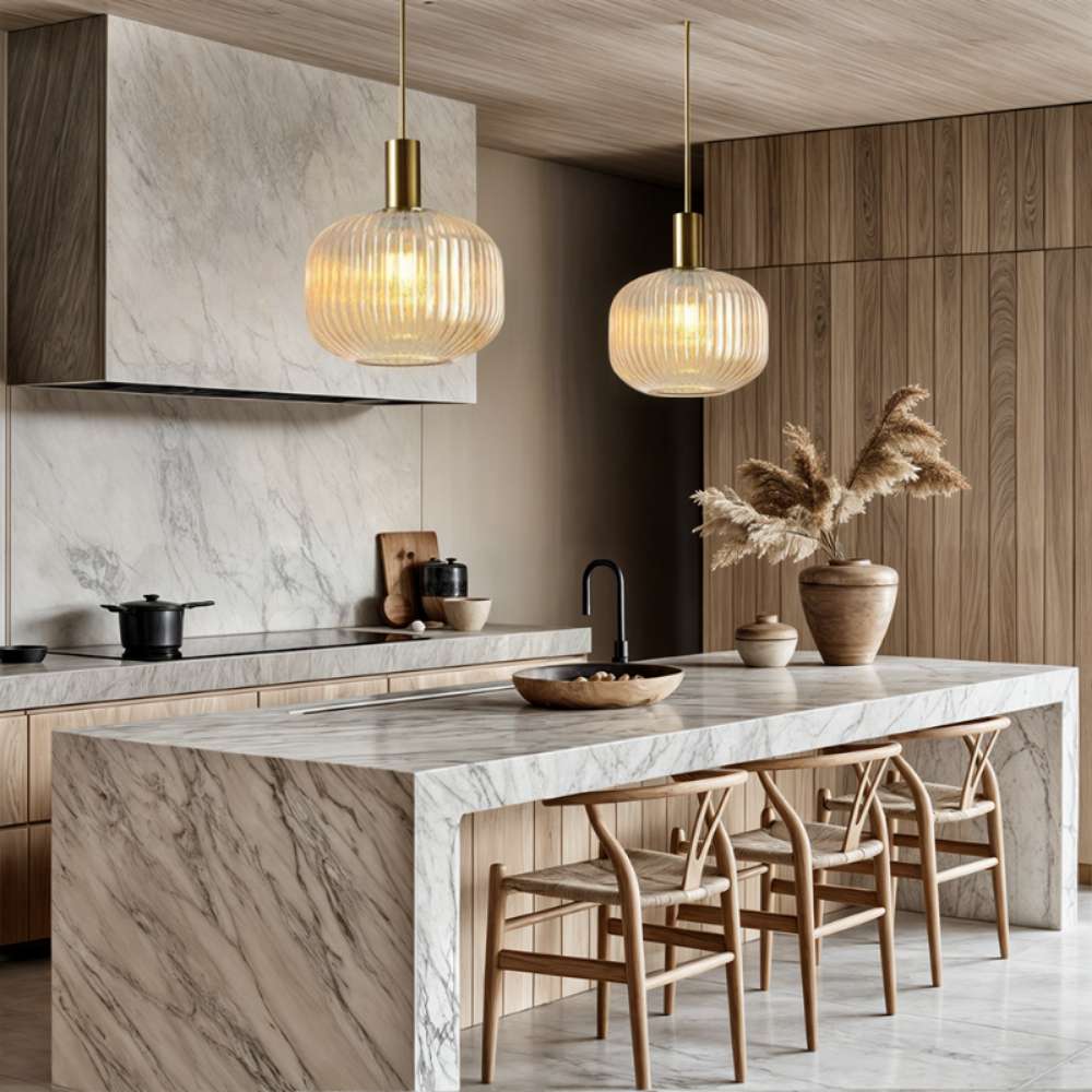 Nordic Style Ceiling Lighting: Nystral Fluted Glass Pendant Lights For Nordic Homes