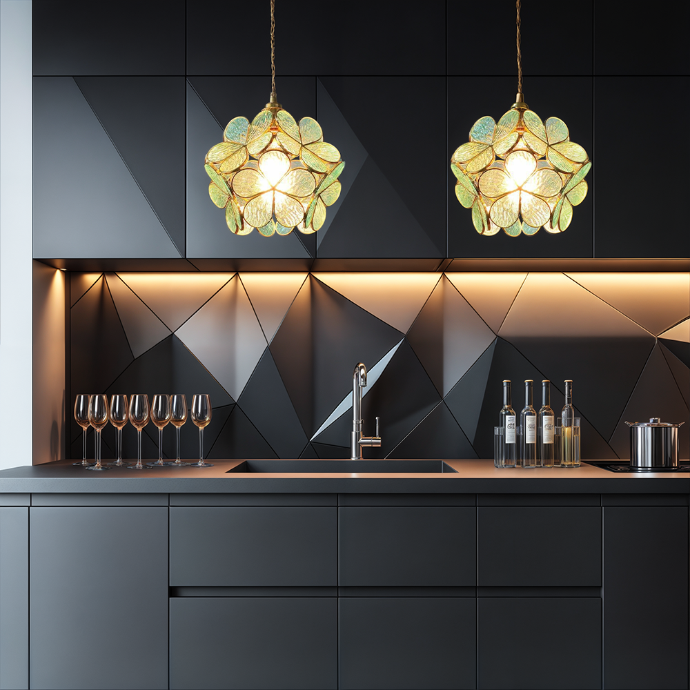 Závěsná skleněná lampa Nordic Flower od Nova Bloom pro obývací pokoje a ložnice