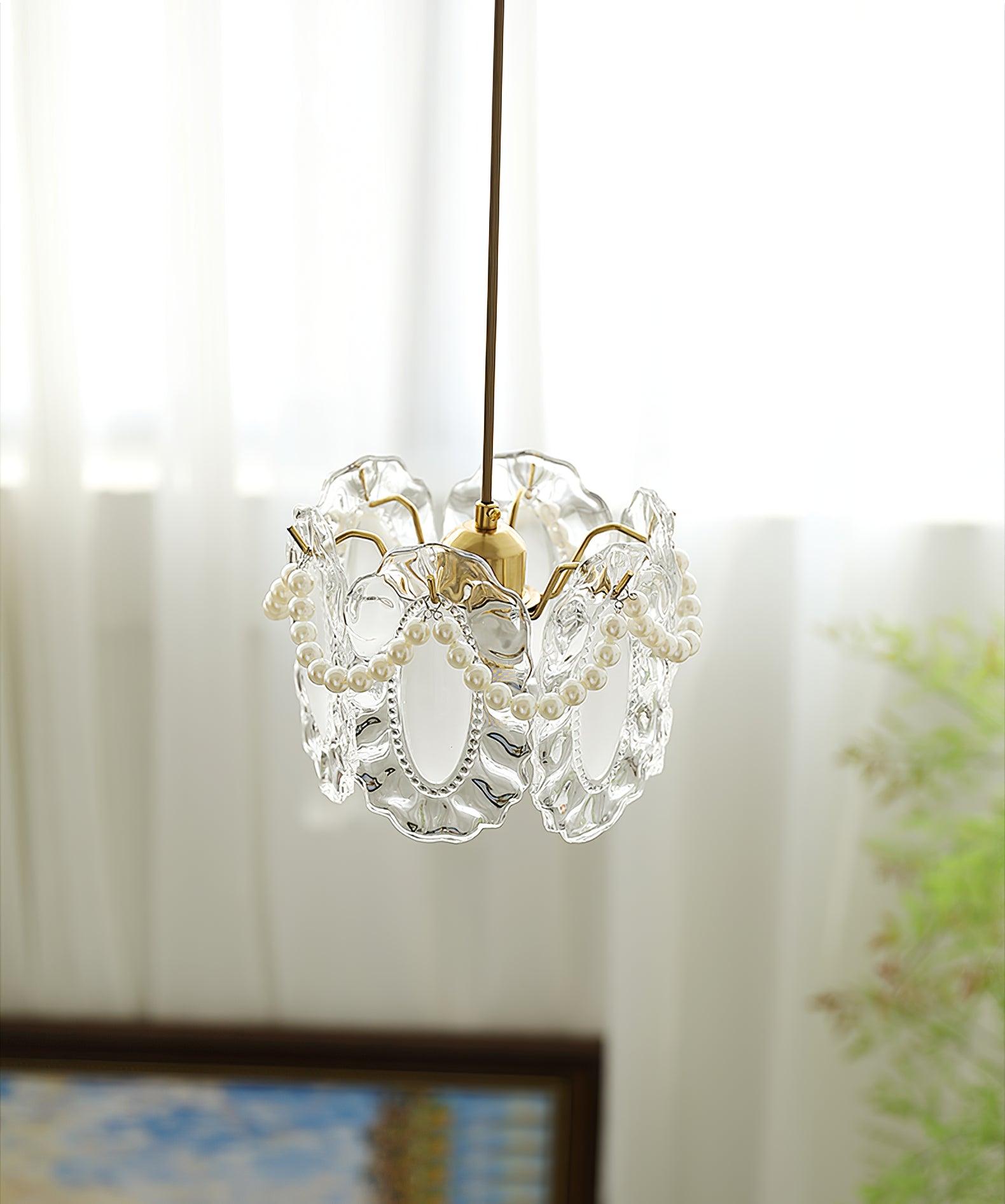Lampada a sospensione in vetro floreale con compatibilità LED ispirata alla natura