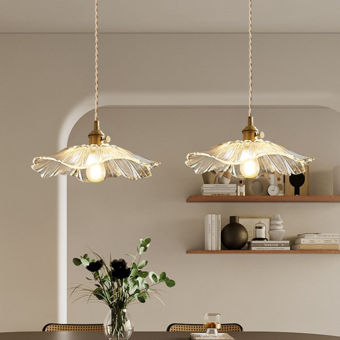 Lámpara Colgante de Vidrio AuroraPetal con Luz Cálida Suave para Dormitorio Estilo Vintage