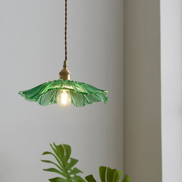 Lámpara Colgante de Vidrio AuroraPetal con Luz Cálida Suave para Dormitorio Estilo Vintage