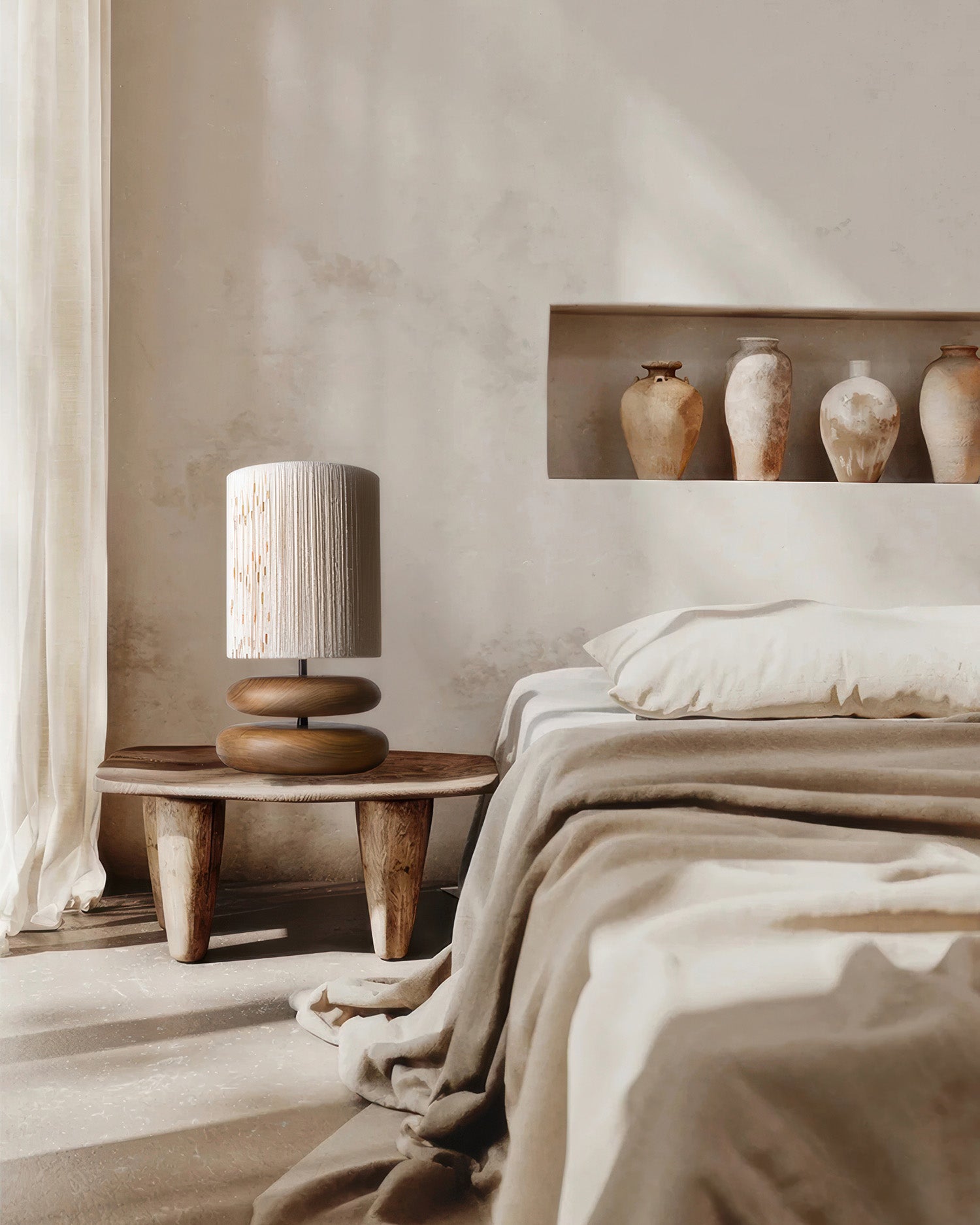 SylvaLume Tranquil fa asztali lámpa minimalista fa talppal és LED kompatibilis