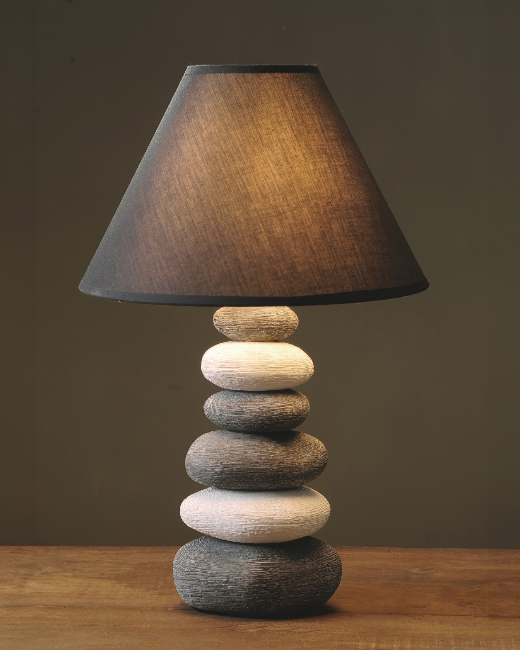 Ambient Fabric Table Lamp With Soft Shade And Stone Ceramic Base By Liora