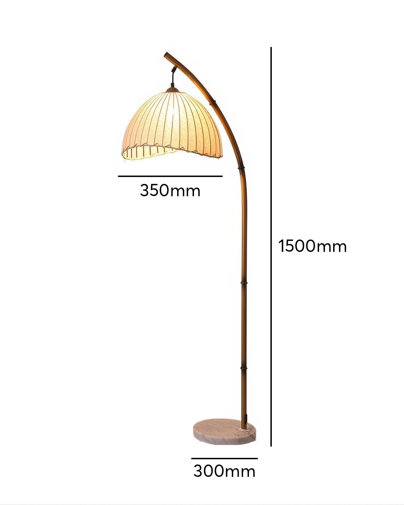 Lámpara de pie Lunara con pantalla de tela estilo bambú para luz ambiental suave