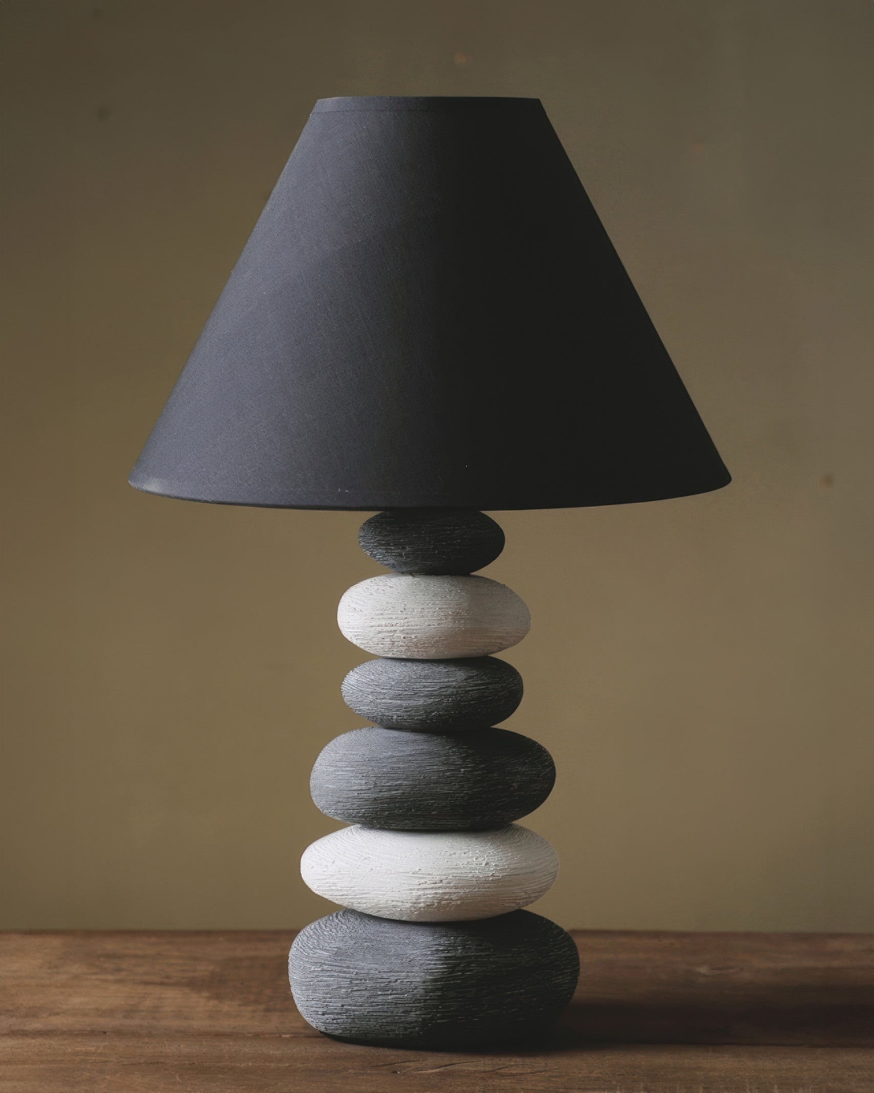 Ambient Fabric Table Lamp With Soft Shade And Stone Ceramic Base By Liora