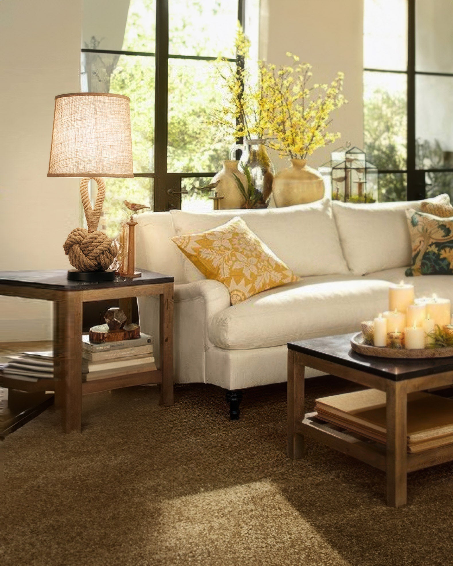 Hemp Rope Table Lamp With Linen Shade And E27 Socket By Lumenara