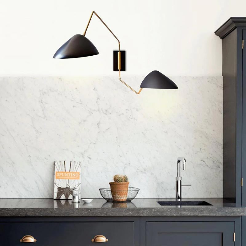 Arverne Lighting Marcellin Two-Arm Duckbill Wall Lamp With Swing Arms