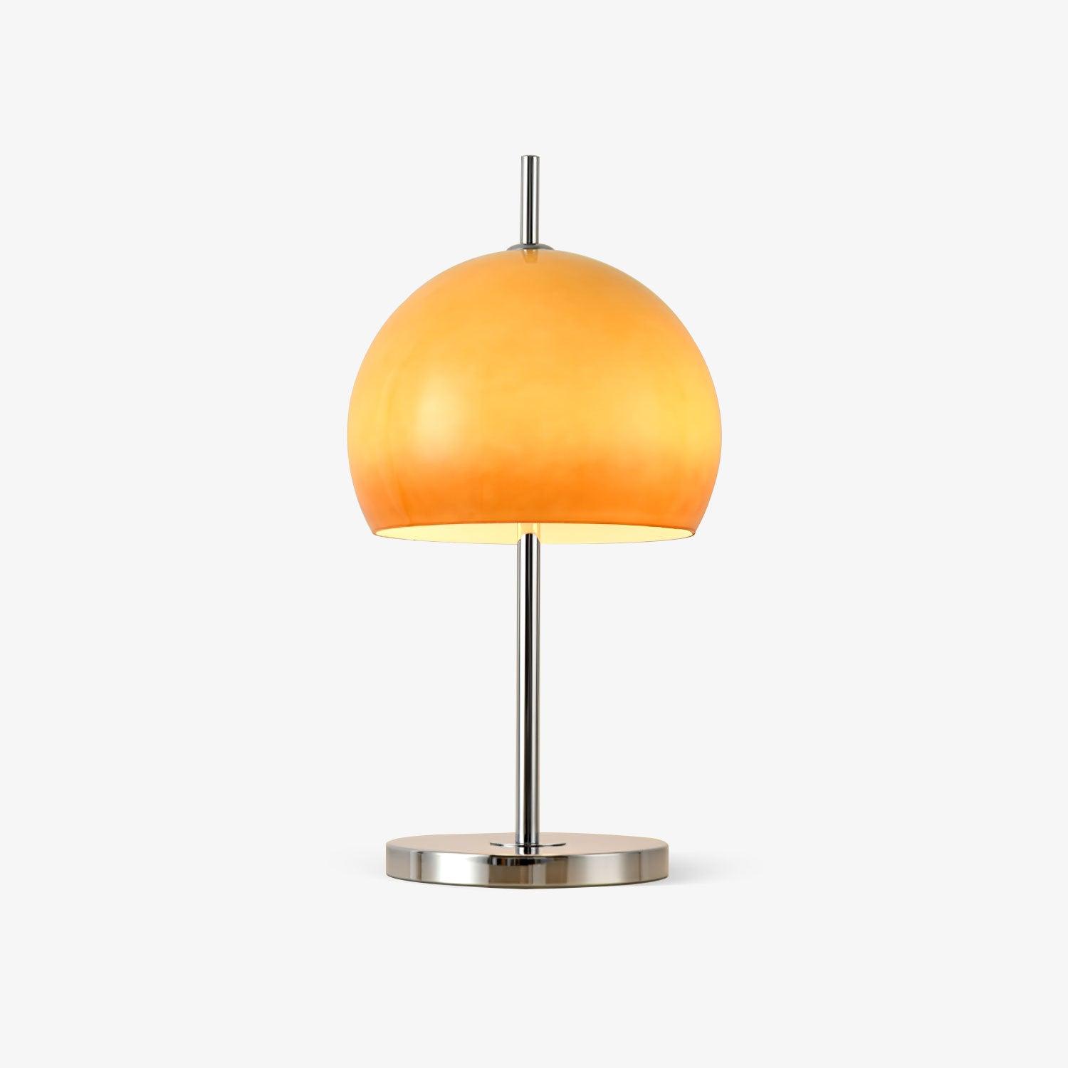 Lampe de table Bauhaus en verre ambre Aurelia en forme de champignon avec une lueur douce