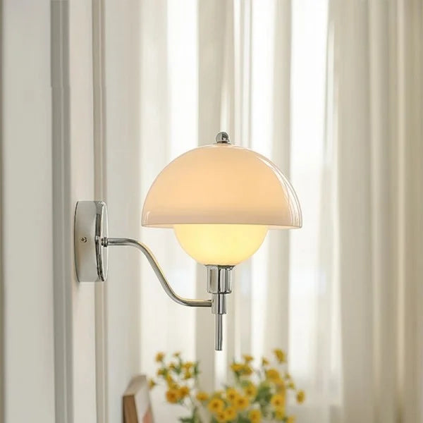 Nástěnné světlo Aurelia Cream Mushroom do chodby s teplým zářivým efektem z elegantního ambientního osvětlení