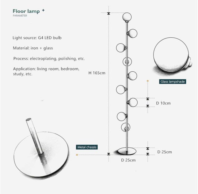 Stojací lampa Nova Arc Minimalistické moderní osvětlení pro obývací pokoje a ložnice