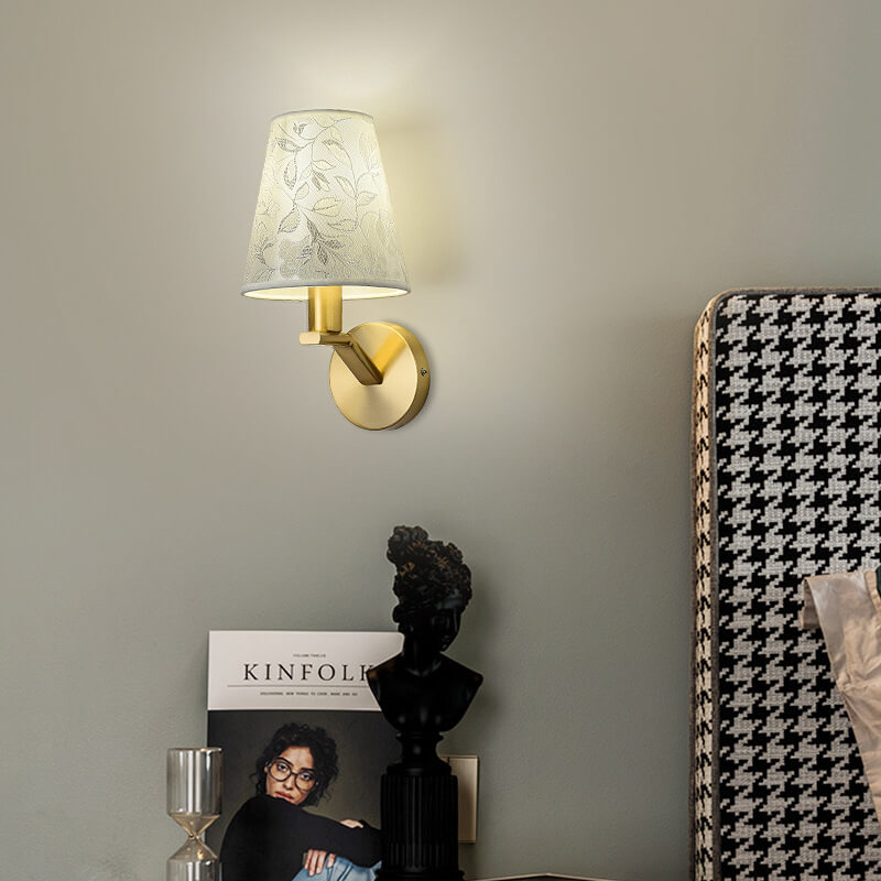 Single Arm Fabric Dome Wall Lamp From Velora With Modern Floral Pattern For Interiors