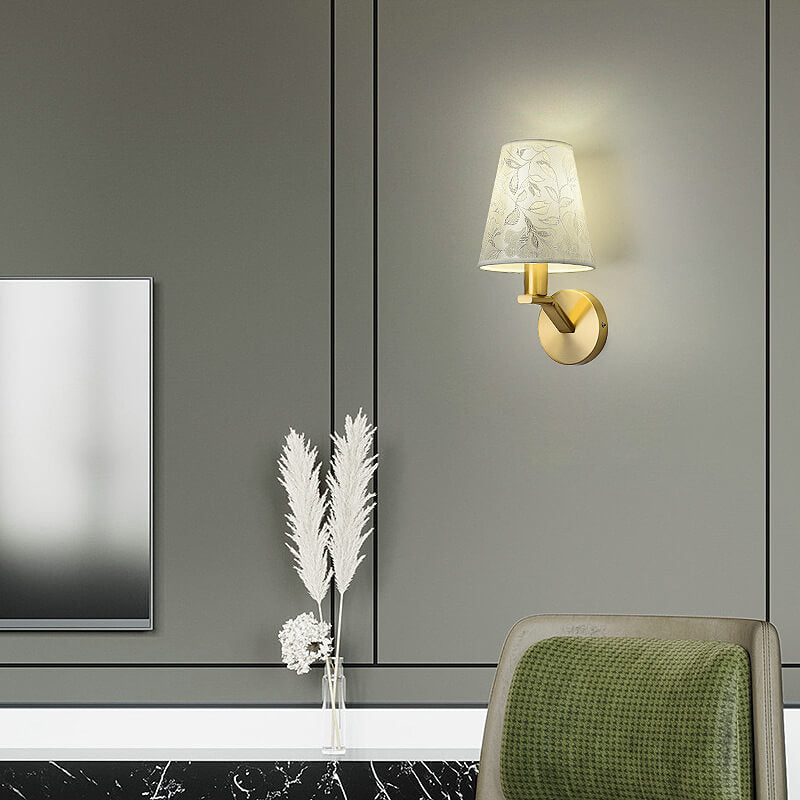 Single Arm Fabric Dome Wall Lamp From Velora With Modern Floral Pattern For Interiors