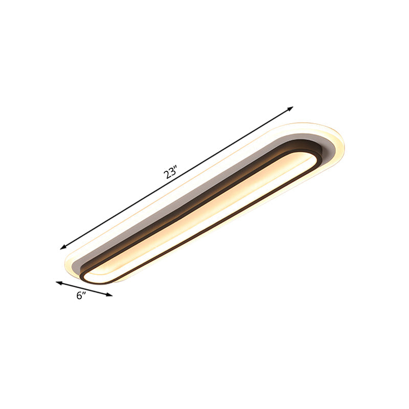 Plafonnier LED ovale avec boîtier noir ou blanc et diffuseur en acrylique