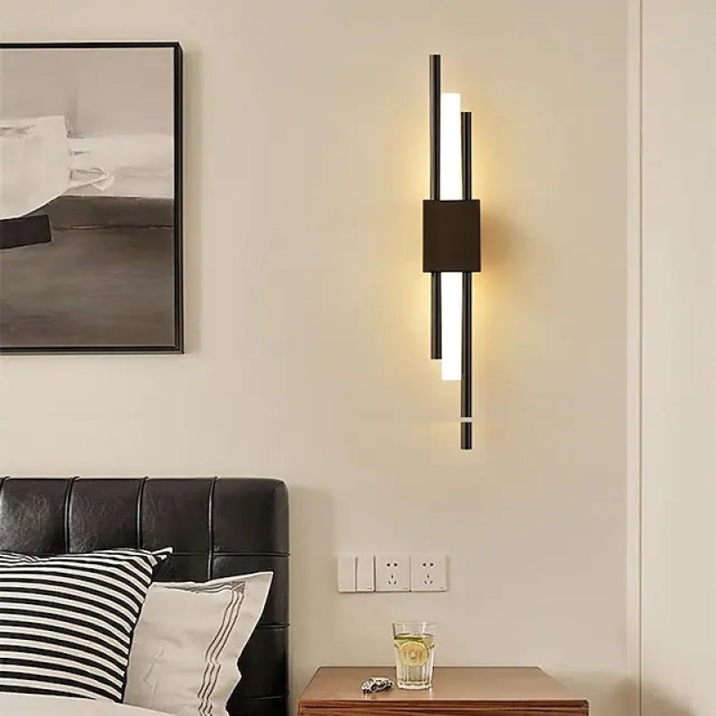 NightGlow LED Wall Lamp By LumeNova In Black And Gold For Bedroom, Contemporary Lighting