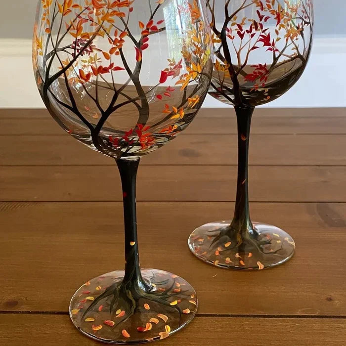 Hand-Painted Four Seasons Wine Glass for Elegant Moments