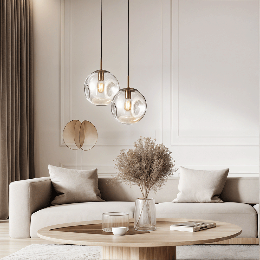 Aeris Glass Pendant Light For Minimalist Ceiling Lamps In Contemporary Living Areas
