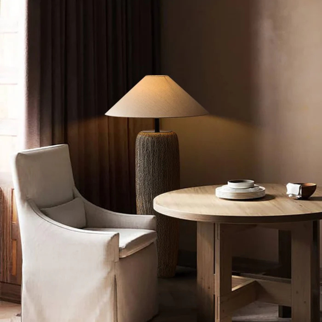 Aldercrest Weathered Wood Floor Lamp for Cozy Living Rooms