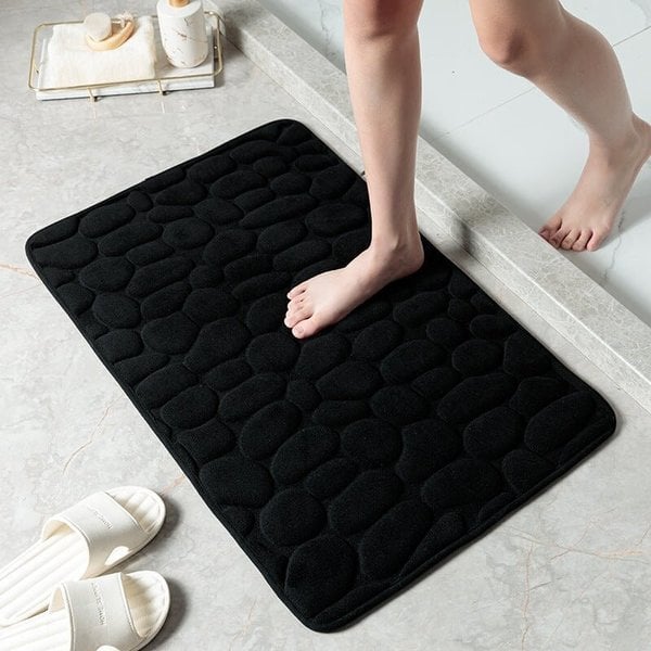 Absorbent Cobblestone Embossed Bath Mat With Anti Slip For Bathrooms