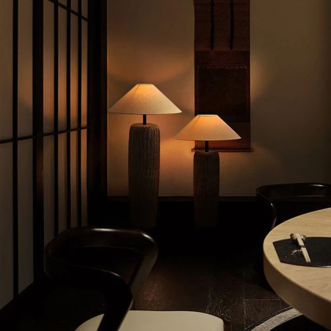 Aldercrest Weathered Wood Floor Lamp for Cozy Living Rooms