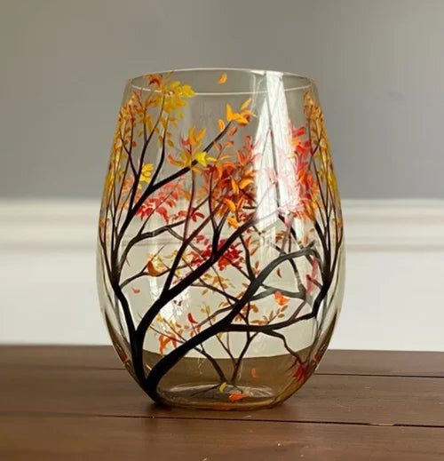 Hand-Painted Four Seasons Wine Glass for Elegant Moments