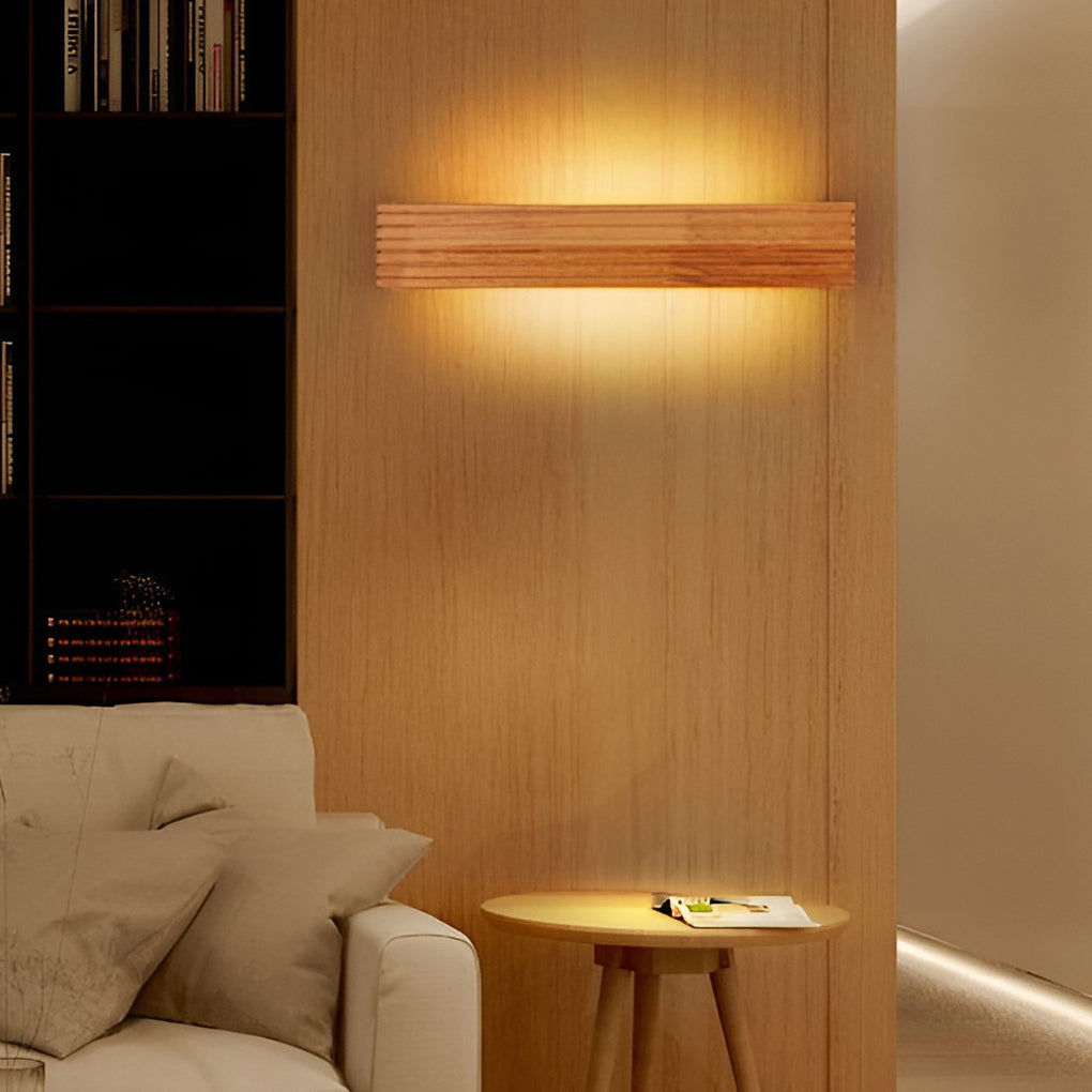 Wood LED Mirror Wall Light From Aurelo Rectangular Waterproof