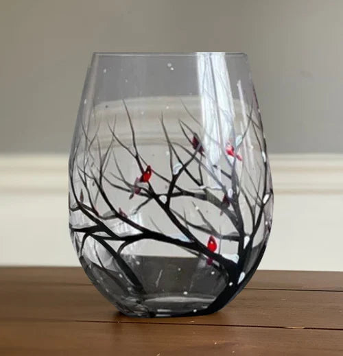 Hand-Painted Four Seasons Wine Glass for Elegant Moments
