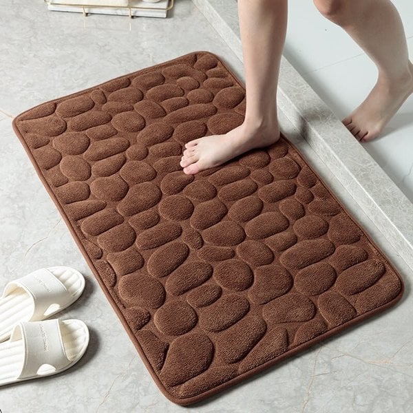 Absorbent Cobblestone Embossed Bath Mat With Anti Slip For Bathrooms