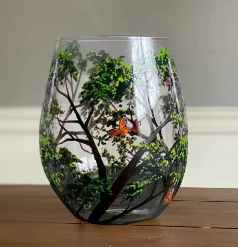 Hand-Painted Four Seasons Wine Glass for Elegant Moments