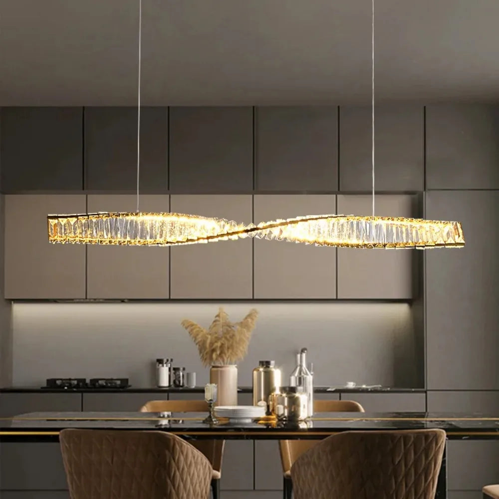 Crystal Spiral LED Dining Pendant Light From Aureon For Kitchens And Kitchen Islands