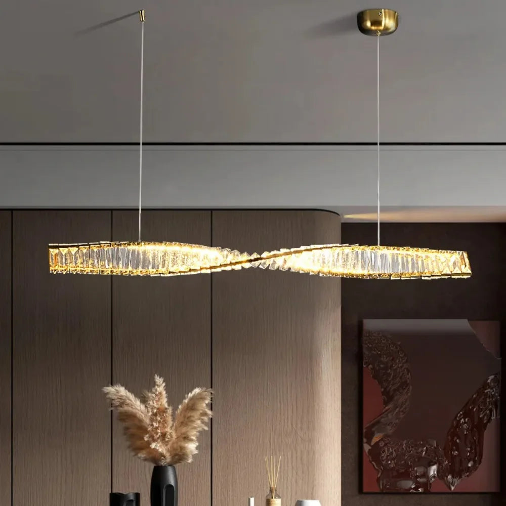 Crystal Spiral LED Dining Pendant Light From Aureon For Kitchens And Kitchen Islands