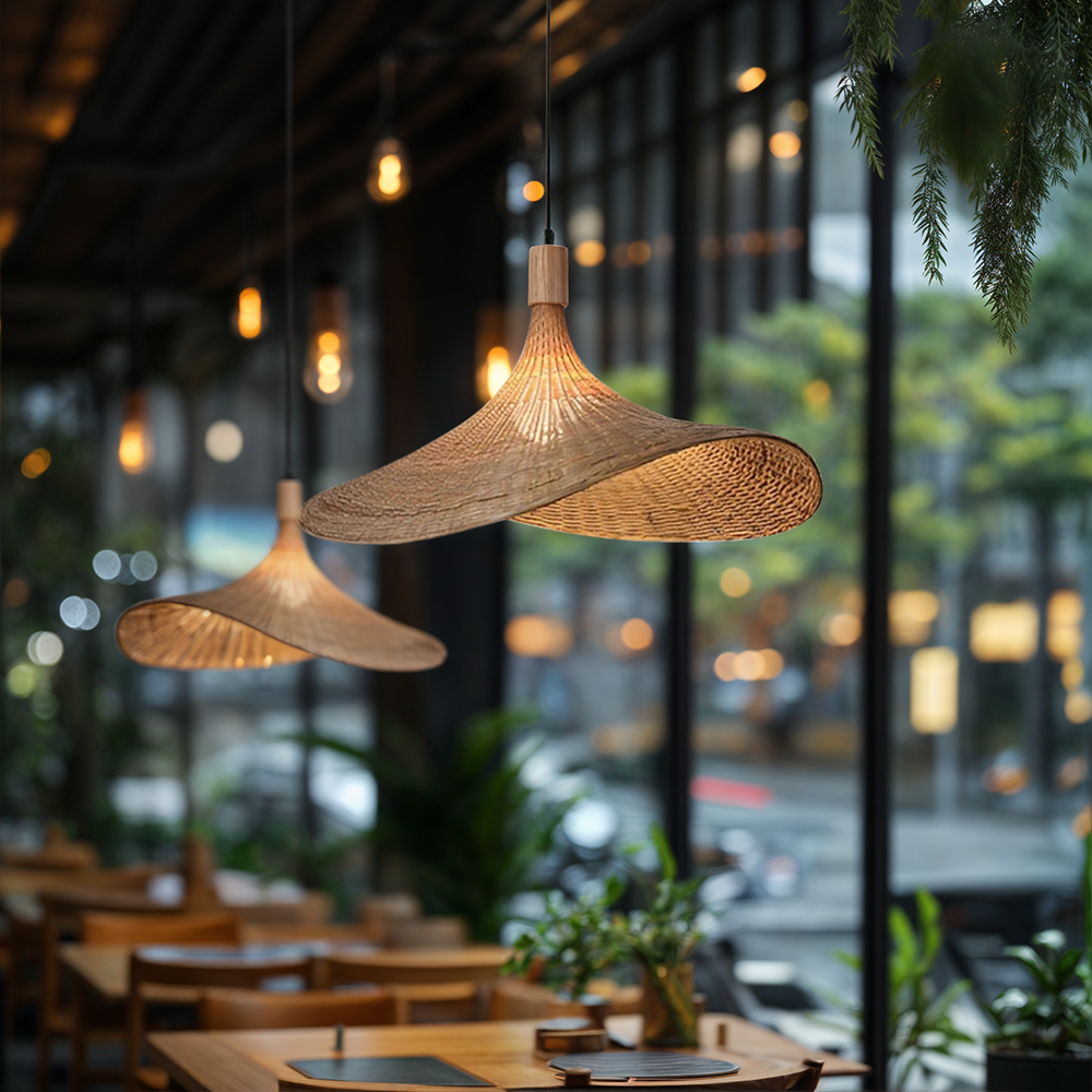 Nalara bambusová lampa s jemným teplým světlem do každé místnosti, klasický stínidlo pro útulnou atmosféru