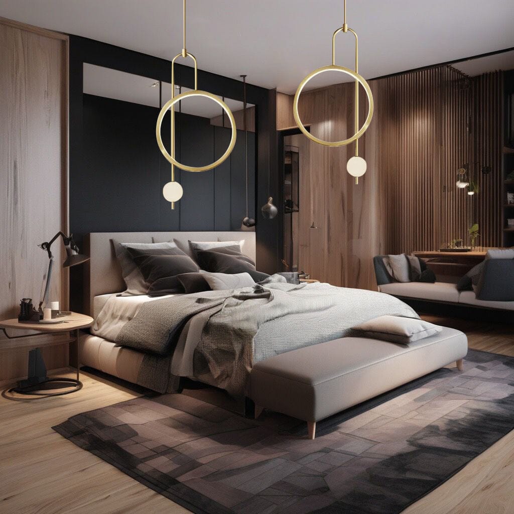LumaHalo Elegante Lampada a Sospensione Anello Oro per Illuminazione Ambientale Interna