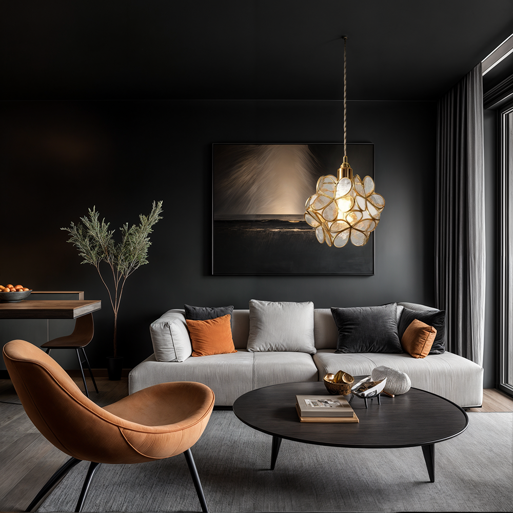 Závěsná skleněná lampa Nordic Flower od Nova Bloom pro obývací pokoje a ložnice