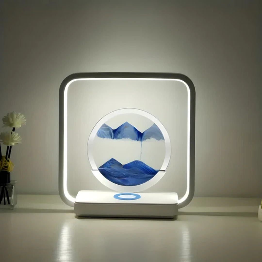 Lampada da scrivania SolaraNova 3D a LED con flusso di sabbia e illuminazione d'atmosfera accogliente