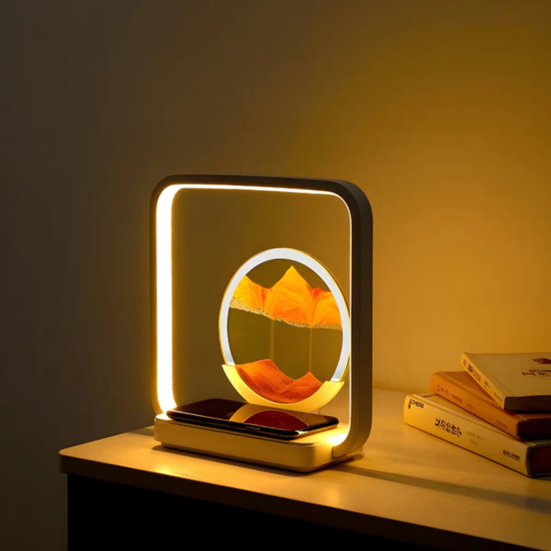 Lampada da scrivania SolaraNova 3D a LED con flusso di sabbia e illuminazione d'atmosfera accogliente