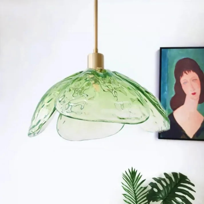 Lámpara colgante de vidrio PetalGlow para mesita de noche con suave luz ambiental