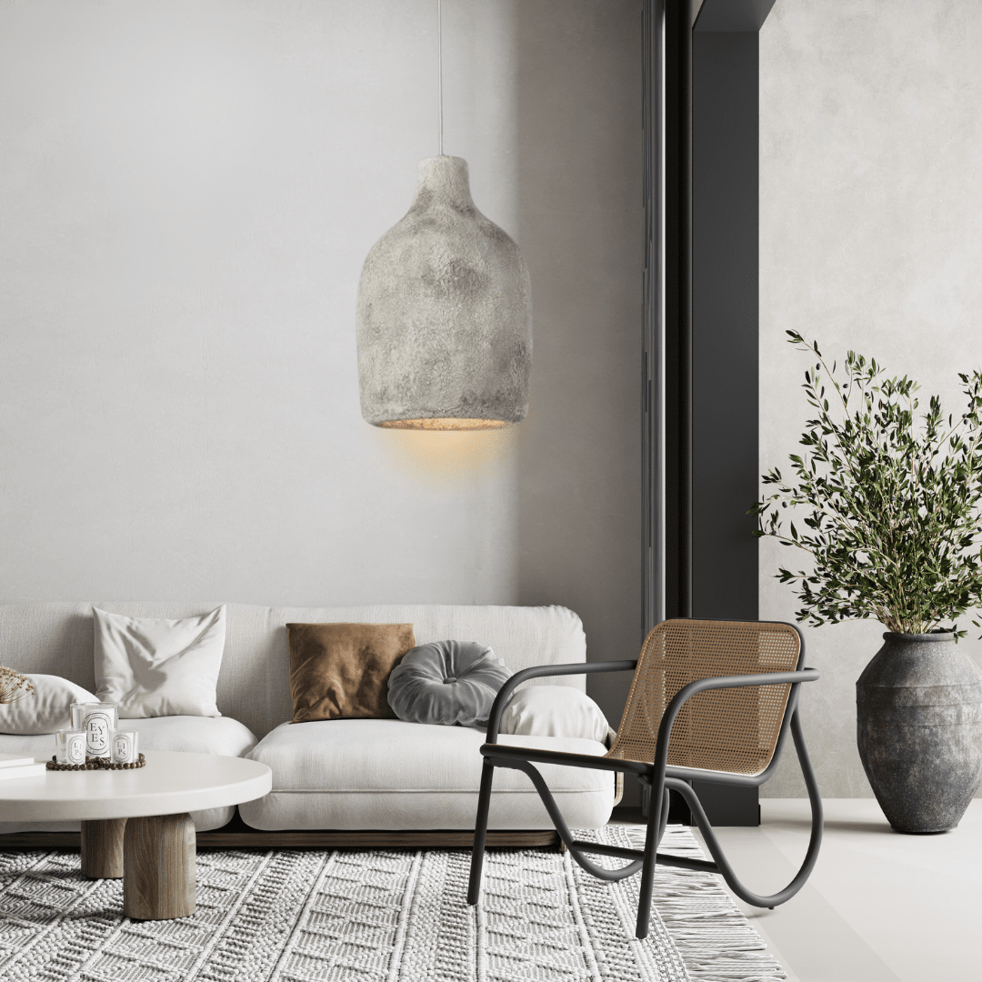 Timeless Decor presenta lámpara colgante de cemento Aurek con cable ajustable en estilo Wabi-Sabi