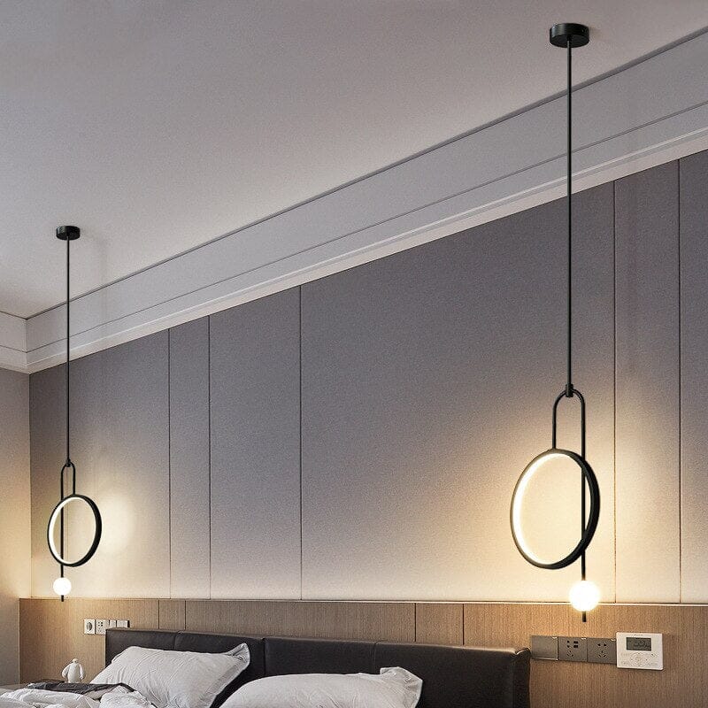 LumaHalo Elegante Lampada a Sospensione Anello Oro per Illuminazione Ambientale Interna
