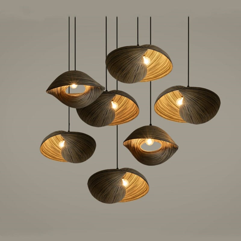 Lampada a sospensione in guscio di bambù Aurela, artigianale del Sud-est asiatico, lampada decorativa