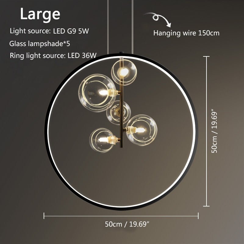 Circlara Glass Ring Pendant Light For Living Spaces Round Ceiling Lamp