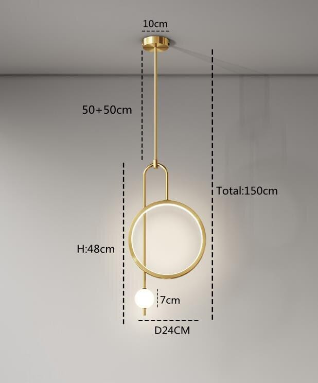 LumaHalo Elegante Lampada a Sospensione Anello Oro per Illuminazione Ambientale Interna