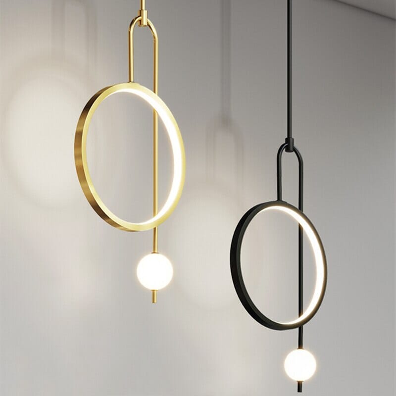 LumaHalo Elegante Lampada a Sospensione Anello Oro per Illuminazione Ambientale Interna