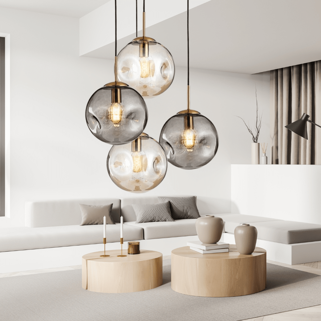 Závěsná skleněná lampa Aeris pro minimalistické stropní svítidla v moderních obytných prostorách