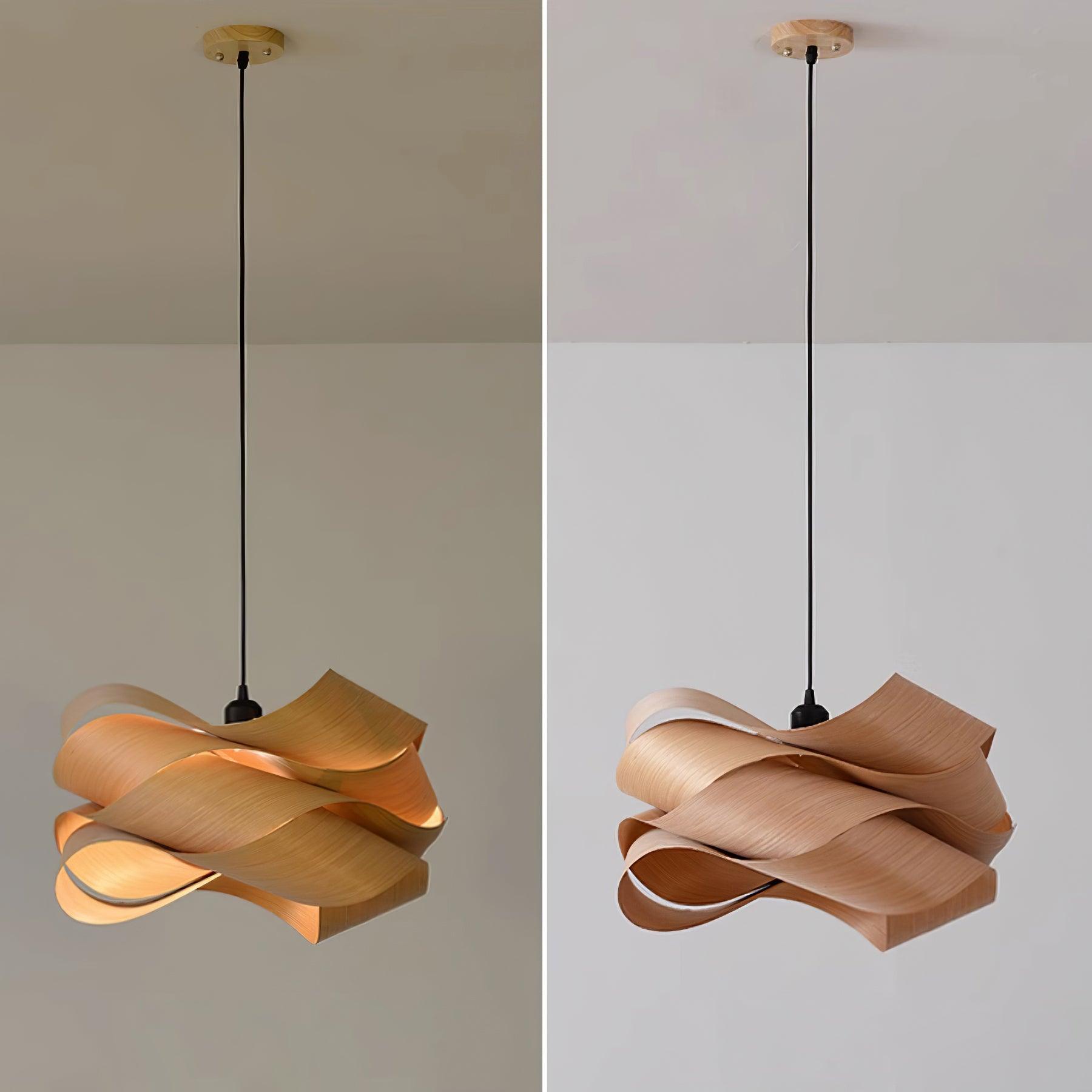 Závěsné svítidlo Warm Glow Aurelo ze dřeva a kovu pro moderní interiéry