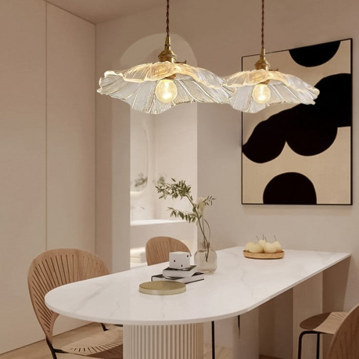Lámpara Colgante de Vidrio AuroraPetal con Luz Cálida Suave para Dormitorio Estilo Vintage