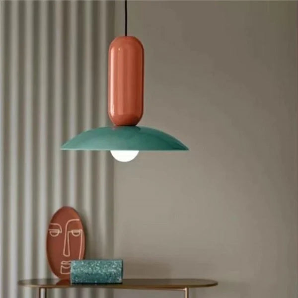 Lampada a sospensione frisbee Macaron colorata con portalampada E27 design moderno Luma