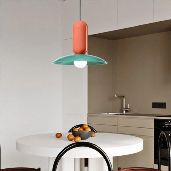 Lampada a sospensione frisbee Macaron colorata con portalampada E27 design moderno Luma