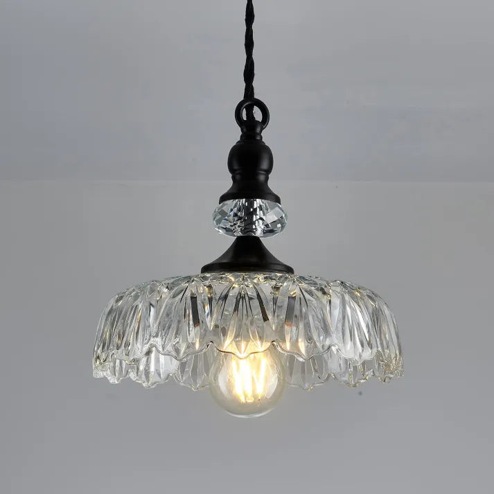 Suspension îlot de cuisine mini Quorra en verre et métal style rétro