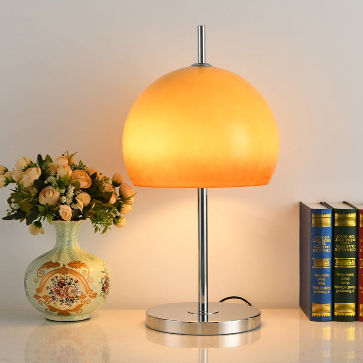 Aurelia Amber Glass Mushroom Bauhaus Table Lamp With Gentle Glow