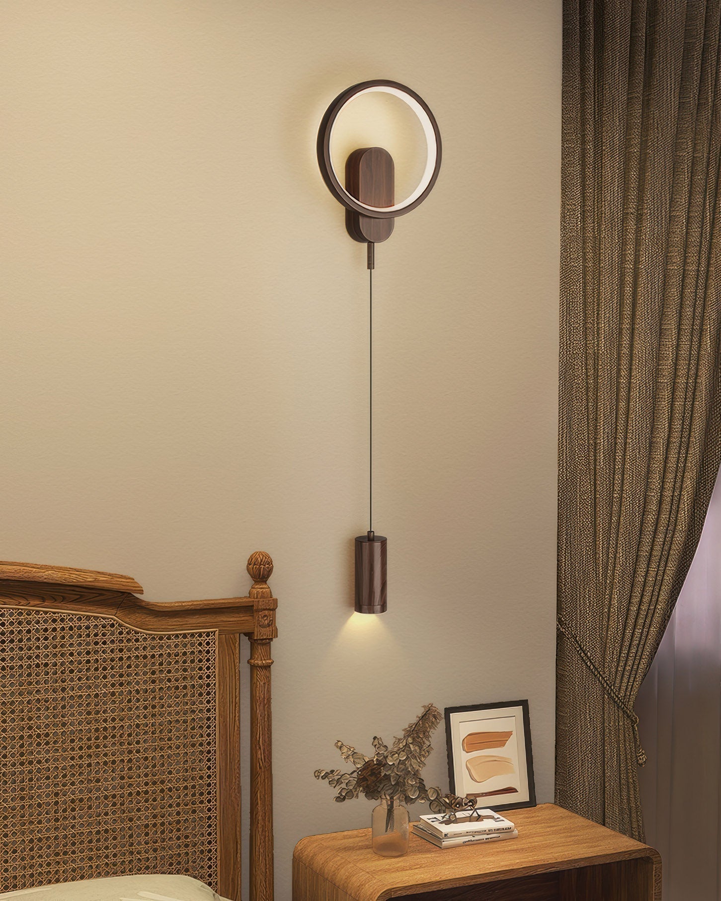 Lámpara de Pared Nórdica Kairoa con Vetado de Madera e Influencia Japonesa para Ambiente Acogedor